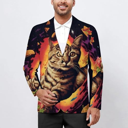 Cute Cat Men's Casual Blazers Slim Fit Sport Coats Blazer Two Buttons Suit Jacket for Work Party2