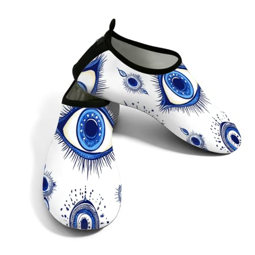 Zapatos acuáticos para playa y senderismo azul con diseño de ojos mágicos