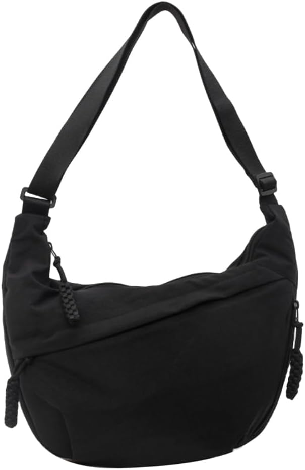 Nylon Crossbody Bags for Women, Trendy Medium Crescent Bag, Lightweight Woman Over Shoulder Purse with Zipper Nylon Crossbody Bags for Women, Trendy Medium Crescent Bag, Lightweight Woman Over Shoulder Purse with Zipper