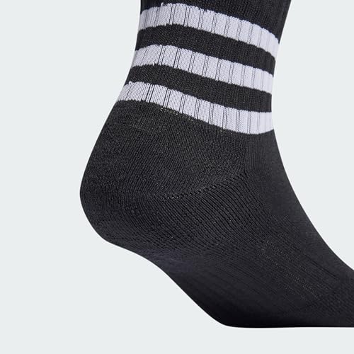 adidas Unisex 3-Stripes Cushioned Sportswear Mid-Cut Socks 3 Pairs, Black / White, 6.5-8
