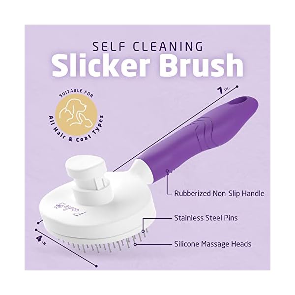 Poodlie Self Cleaning Pet Brush – Dog Brush for Shedding – Slicker Brush for Dogs – Cat Brushes for Indoor Cats – Dog Comb for Long Haired & Short Haired Dogs – Puppy Cat Grooming Undercoat Deshedding Poodlie Self Cleaning Pet Brush – Dog Brush for Shedding – Slicker Brush for Dogs – Cat Brushes for Indoor Cats – Dog Comb for Long Haired & Short Haired Dogs – Puppy Cat Grooming Undercoat Deshedding