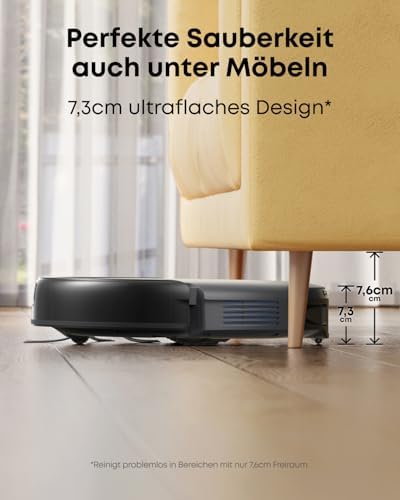 Bild 4 - eufy C10 Saugroboter mit Automatischer Absaugstation, 7,3cm Ultraflaches Design, Teppichreinigung, Ausfahrbare Seitenbürste für Ecken, Automatische Entleerung, Punktlaser- & Infrarot-Navigation