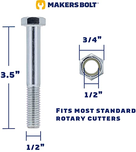grade 2 shear bolts for rotary cutters 1234 x 3-1234 with nylock nuts - 5 pack