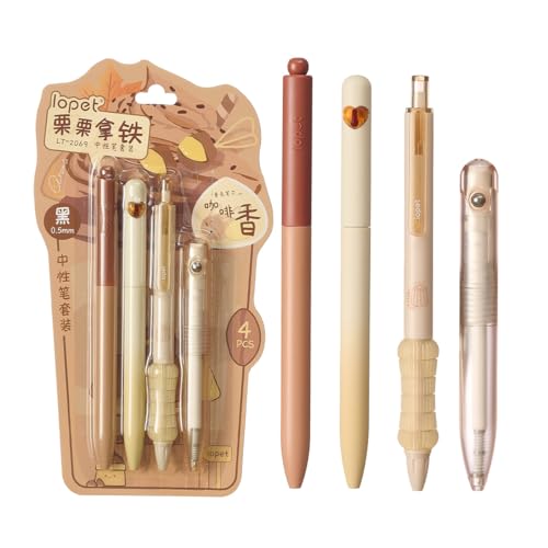 lopet 4Pcs Scented Gel Pens Twistable 0.5mm ST Nib Black Ink Coffee Aroma Refill Smooth Writing Quick Dry Students School Office Stationery Supplies for Women Cute Birthday Gifts