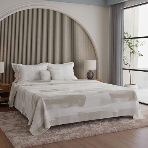 Image of BOUTIQUE LIVING Luxe Loom Weavers Gallore 100% Cotton 600 TC Grey Abstract King Bedsheet Set