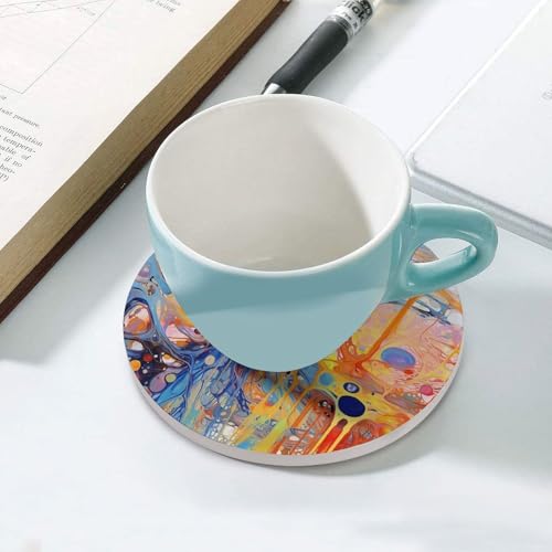 Dessous de verre en céramique Lot de 6 avec support liège isolant pour table