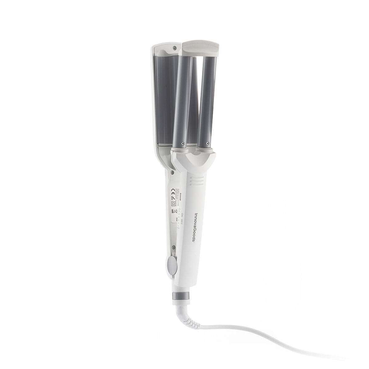 InnovaGoods® Keramikhaarstyler für Wellen Waavio, 55 W Leistung, zum Erzeugen natürlicher und eleganter Wellen, mit Keramikplatte, ideal für zuhause, in Weiß und Grau.