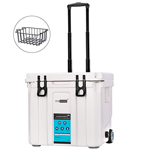 VIVOHOME 37 Quart Can Cooler on Wheels with Basket, Heavy Duty Rolling Ice