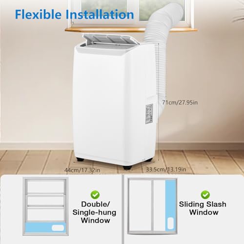 Image of PioneerWorks 14000BTU Portable AC, 750sqft,51dB, Remote & Timer, Sleep Mode | Dehumidifier and fan modes for home and office use