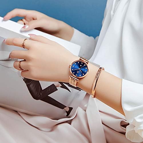 OLEVS Watches for Women Rose Gold Fashion Elegant Dress Diamond Analog Quartz Ladies Watches Stainless Steel Date Waterproof Women's Watches
