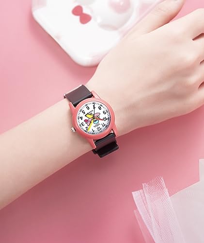 Image of V2A Resin Analog Aeroplane Print Dial Cute Watch For Kids And Toddlers Unisex-Child Between 2 To 8 Years Of Age Black Band 30 M Waterproof Watches For Kids, Dial White, Band Gold