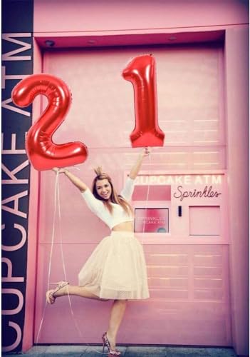 Image of TONIFUL 40 Inch Red Number 25 Balloons Large Foil 25th Birthday Decorations