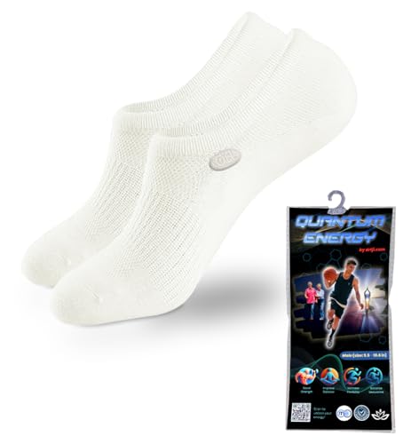 OMEO Quantum Energy No-Show Socks for Men – Pain Relief, Circulation Boost, Balance & Stability – Graphene-Infused, Moisture-Wicking, Odor-Resistant, Joint Support – White