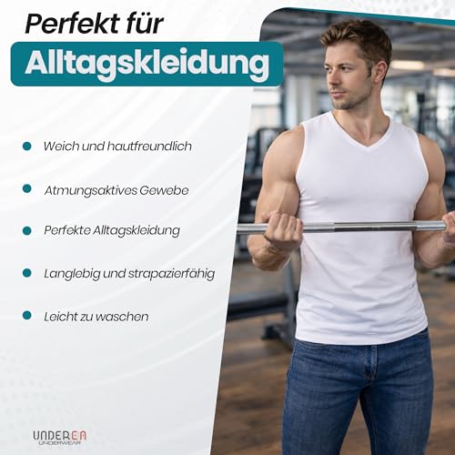 UNDEREA Unterhemd Herren Tank Top – XXL – 3X Weiß – 100% Baumwolle neu – Ansicht 5