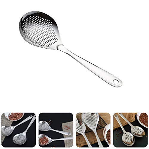 Cabilock Escumadeira de alimentos de aço inoxidável, coador, concha de coador, coador, com alça para