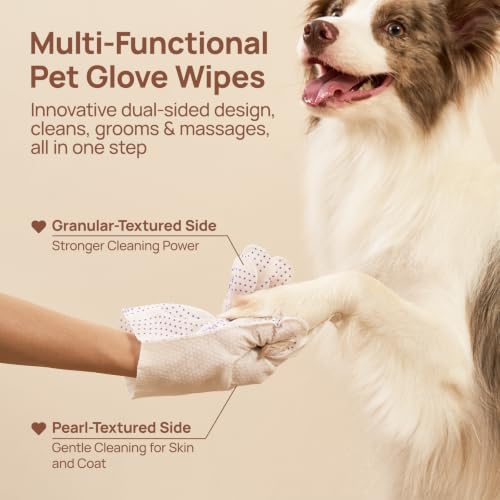 HICC PET Cleaning Glove Wipes PRO for Dogs & Cats, 20PCS Coconut Scent. - Image 5