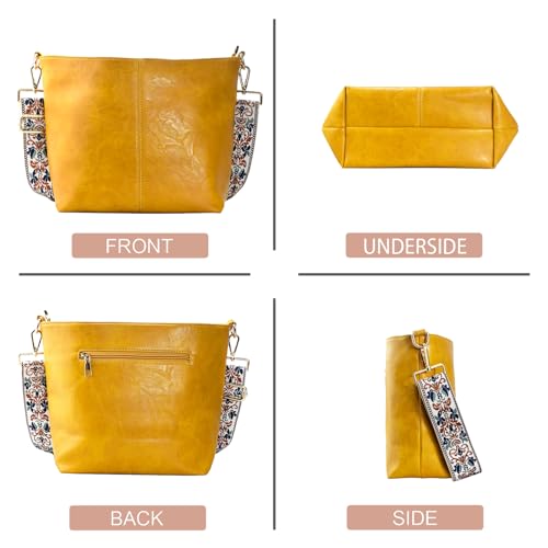 Image of Hobo Bags Vegan Leather Crossbody Bag Guitar Strap Shoulder Purses with Zipper Handbags for Women