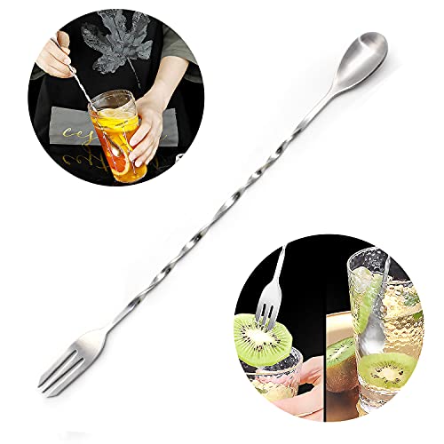 YFaith Barlepel, 2 stuks, spiraalvormige roerlepel, cocktail roerlepel, spiraalgreep, kan worden gebruikt voor… - Image 5
