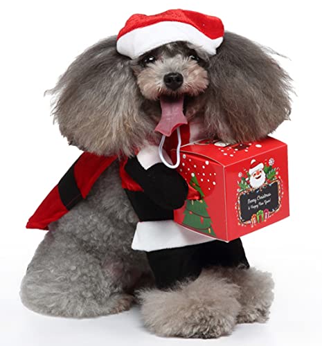 XIAOYU Dog Halloween Costume, Santa Claus, Red and White, L (Front Length: 7.5 inches, Chest Size: 11.4-13 inches)