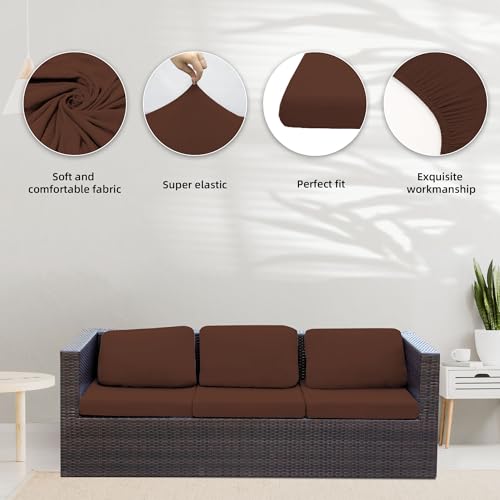 Image of BIETYONE 8 Pcs Stretch Patio Cushion Covers,for Outdoor Couch Covers Replacement,Patio Slipcovers Couch Cover,Washable Furniture