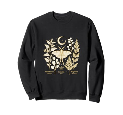 Witchcore Moon Moth Botanicals Crescent Luna Design Sweatshirt