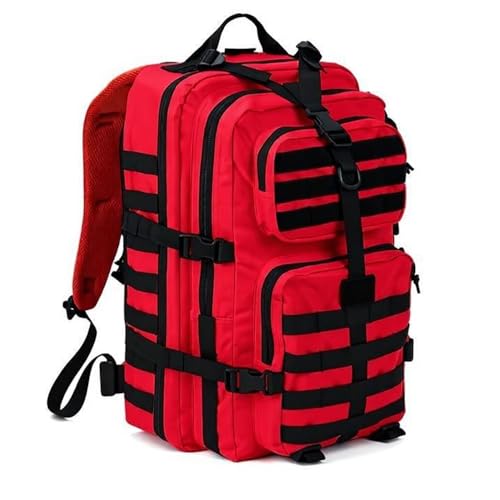 Image of REEBOW GEAR Military Tactical Backpack for Men Large Army 3 Day Assault Pack Molle Hiking Daypack Bag (Red-black)