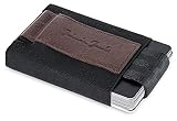 Jaimie Jacobs Nano Boy Cartera Minimalista Slim Wallet Pequeña Tarjetera Fina Pinza para Billetes Billetero Hombre (Saffiano Marrón)