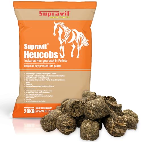 Supravit Heucobs für Pferde staubfrei | 20kg Pferdefutter | leckeres Heu gepresst in Pellets | gut geeignet für Allergiker | Auch ohne Einweichen zu verfüttern