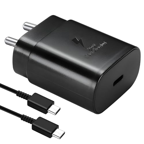 Image of Original Samsung 25W Type-C Charger Set with 3ft C to C Cable Compatible with Samsung Galaxy S23 Fe /S21fe /A55 /M55 /F55 /M15 /F15 /A15 /M14 /A14 /M34, 25watt USB C PD 3.0 Super Fast Charging Adaptor, Black