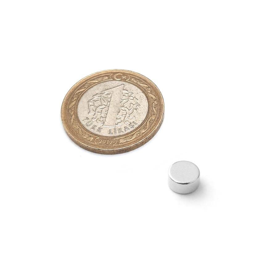 Ø8x4 mm Neodimyum Yuvarlak Silindirik Mıknatıs - (10'lu)