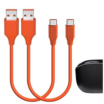 GEEKRIA Cabo de carregamento curto de fones de ouvido USB compatível com JBL Tune 215TWS, Tune 770NC, Quantum 350, Vibe Beam Charger, cabo de carregamento de substituição USB para USB-C (1 pé/30 cm 2