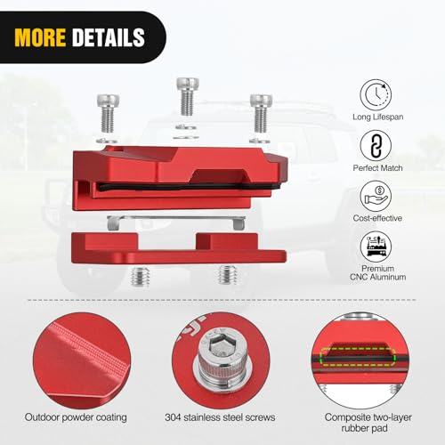 Image of Nilight LED Light Bar Mounting Bracket 2PCS Universal Adjustable Pillar Hood Fog Pods Work Lamp No Drilling Aluminum Mount Clamp Holder for Truck SUV Pickup Van 4x4 Off-Road, Red