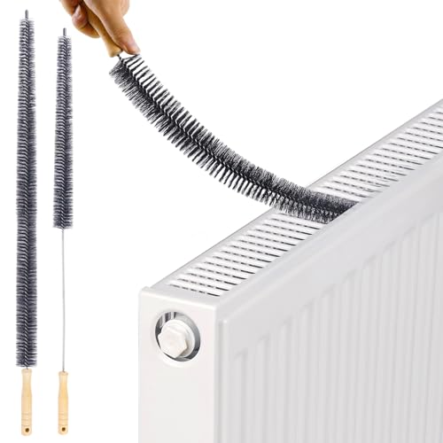 AUMAYCO Heizkörperbürste, 2er-Pack Heizkörper Reinigen mit Weichen Borsten, Lange Mehrzweck Heizungsbürste, Heizkörper Reinigen mit Flexibler Heizungsreinigungsbürste