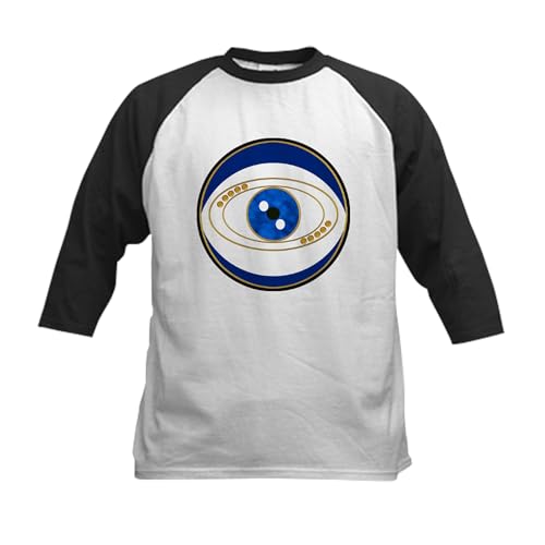 CafePress Blue Evil Eye with Gold Accents Baseball Jersey Kids Cotton Baseball Jersey, 3/4 Raglan Sleeve Shirt