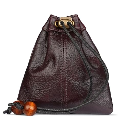1 Pcs Mini Leather Drawstring Coin Purse Vintage Coin Bag, Coin Organizer, Change Holder, Drawstring Pouch for Men & Women