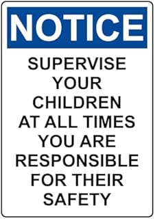 Portrait Supervise Your Children At All Sign Safety Signs Style 2884 Caution Metal Tin Sign – Bold High-Visibility Design for Safety 8x12 Inch