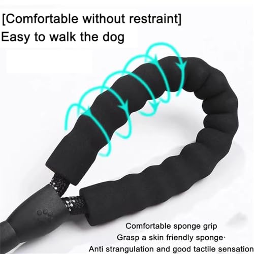Longe pour chien noire de 2m avec corde de remorquage réfléchissante ronde pour animaux - 7