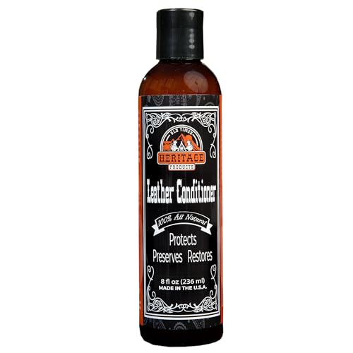 Heritage Products Leather Conditioner – All Natural Leather Cleaner and Conditioner for Furniture, Car Seats, Boots and Jackets – Vitamin E Rich Leather Softener Protects, Preserves, Restores (8 oz)