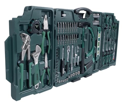 Foto von Brüder Mannesmann Haushalts-Werkzeugkoffer, 89-teilig - Universal-Werkzeugset mit Werkzeug aus Chrom-Vanadium-Stahl - inkl. Säge, Hammer, Zangen, Steckschlüssel, Umschaltknarre & Wasserwaage | M29085