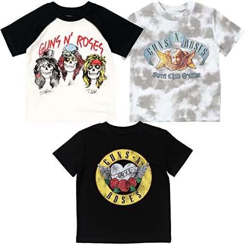 Guns N’ Roses N Little Boys 3 Pack Pullover Graphic T-Shirts Black/Grey/White 6