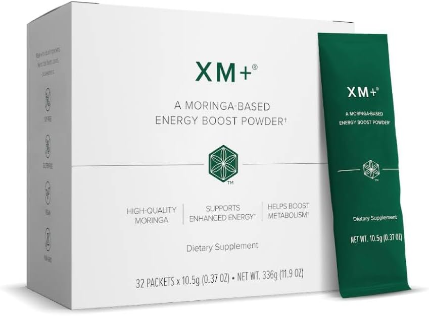 Isagenix XM+ - Natural Energy Support Drink Powder - Infused with Green Tea - Made with Shade-Dried Moringa Leaves - Individual Serving Packets (32 Servings)
