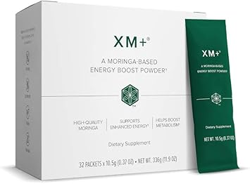 Isagenix XM+ Natural Energy Support Drink Powder - Infused with Green Tea - Made with Shade-Dried Moringa Leaves - Individual Serving Packets 32 Servings