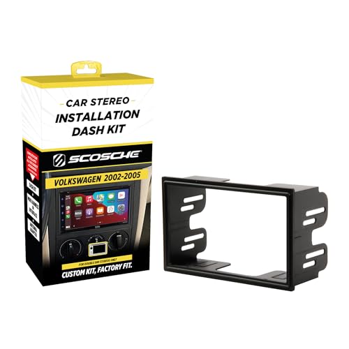 Scosche VW2351B Double DIN Radio Install Dash Kit Compatible with Select 2002-05 Volkswagen Vehicles- Aftermarket Car Stereo Installation Kit - Factory Texture Match - See Fit Guide Image for Vehicles