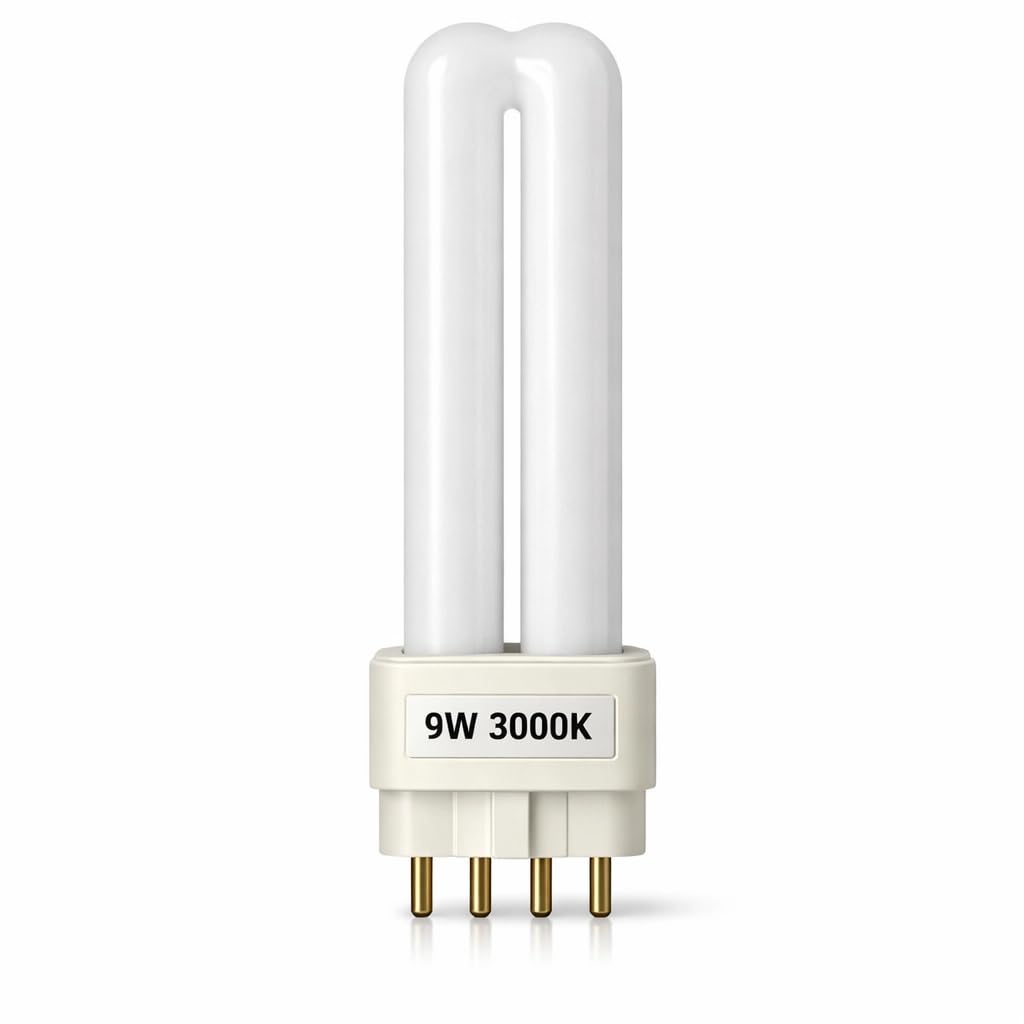 9W PL-S CFL Lamp, 3000K Warm White, 2G7 4-Pin Base, 600lm, Energy Saving, 10,000 Hour Lifespan