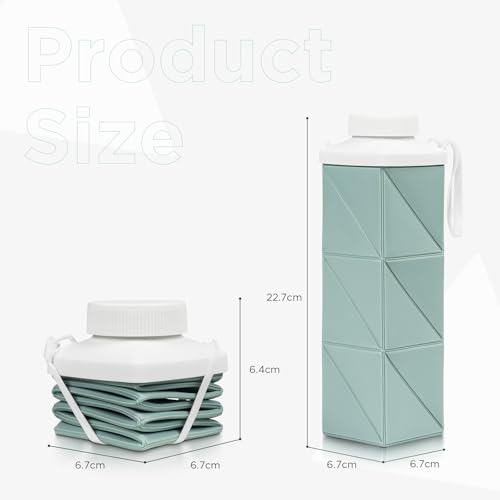 POMKAKA Collapsible Water Bottles 24.3oz(720ml), 2nd Generation Leakproof BPA-Free Travel Water Bottle,Lightweight Reusable Water bottle for Cycling Gym Camping Sports,Sage Green - Image 5