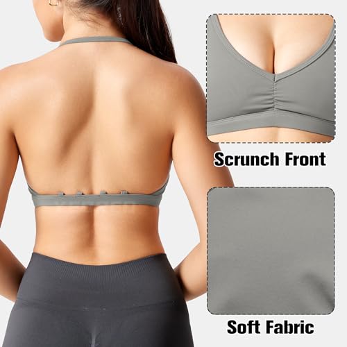 Image of YEOREO CoreFlex Workout Sports Bras for Women Padded Strappy Open Back Gym Bra Light Impact Criss Cross Yoga Crop Top