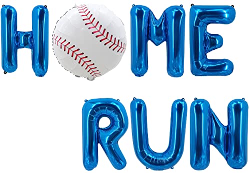 Blue Baseball Home Run Banner & Foil Balloon Set
