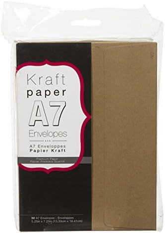 Darice Smooth A7 Envelopes, 5.25-Inch by 7.25-Inch, Kraft, 50-Pack