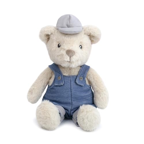 Image of MON AMI Eddie The Bear Stuffed Animal – 11’’, Dressed in Overalls, Teddy Bear Plush Gifts for Baby Shower, Cute Plushies for Kids of All Ages, ST1241