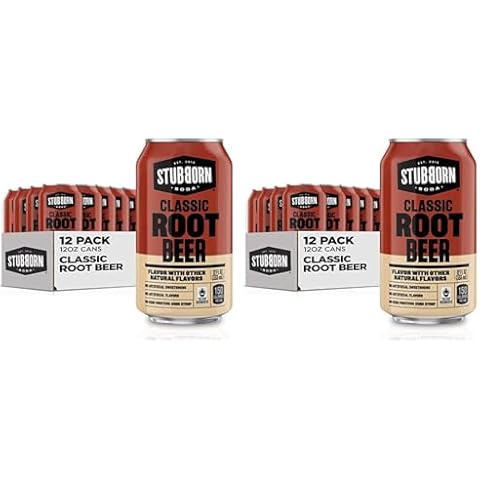 STUBBORN SODA, Classic Root Beer, 12oz Cans (Two packs of 12) Cover